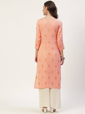 Peach embroidered cotton cotton-kurtis 4