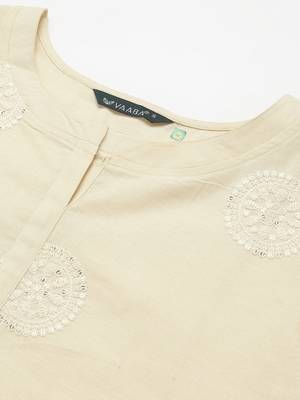 Cream embroidered cotton cotton-kurtis 2