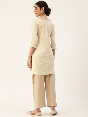 Cream embroidered cotton cotton-kurtis 4