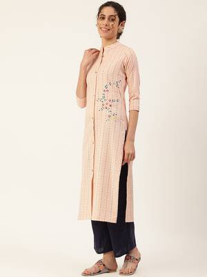 Pink embroidered cotton cotton-kurtis 3
