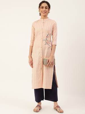 Pink embroidered cotton cotton-kurtis 5