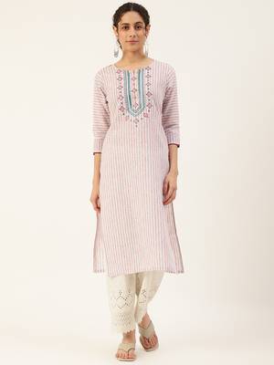 White embroidered cotton cotton-kurtis 1
