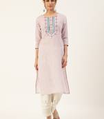 White embroidered cotton cotton-kurtis