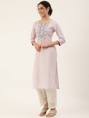 White embroidered cotton cotton-kurtis 3