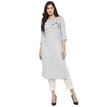 White embroidered cotton cotton-kurtis 1