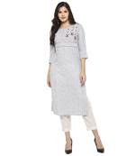 White embroidered cotton cotton-kurtis
