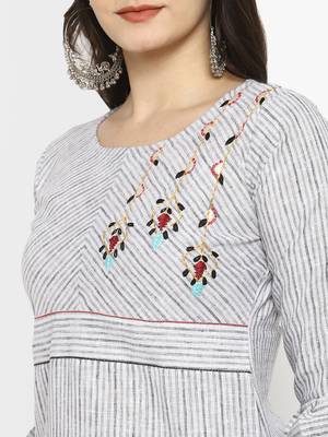 White embroidered cotton cotton-kurtis 2