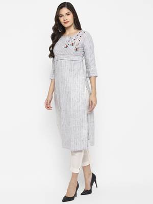White embroidered cotton cotton-kurtis 5