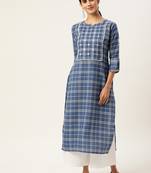 Blue woven cotton cotton-kurtis