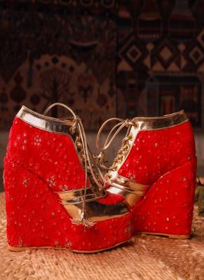 Sneaker Wedge (Red) Bridal Shoes Blocks 2