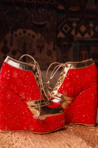 Sneaker Wedge (Red) Bridal Shoes Blocks