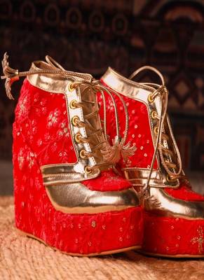 Sneaker Wedge (Red) Bridal Shoes Blocks 3