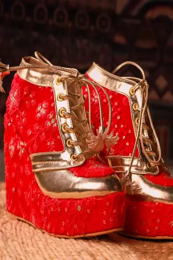 Sneaker Wedge (Red) Bridal Shoes Blocks