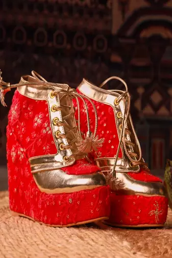 Sneaker Wedge (Red) Bridal Shoes Blocks