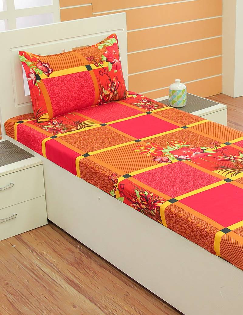 Brown Multi Print Super soft Micro Fibre Single Size Bedsheet With 1 Pillow Cover  (Bedsheet Size 235 cm x 140 cm )