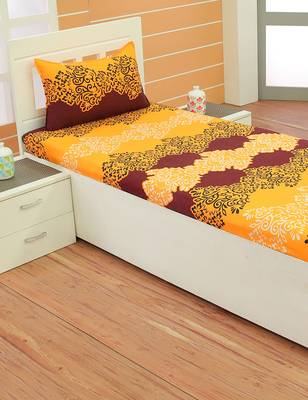 Yellow Floral Super soft Micro Fibre Single Size Bedsheet With 1 Pillow Cover  (Bedsheet Size 235 cm x 140 cm ) 1