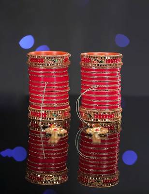 Hand Painted Hand Made Traditional Elegant Designer Red Full Bridal Chura Chuda Set 1
