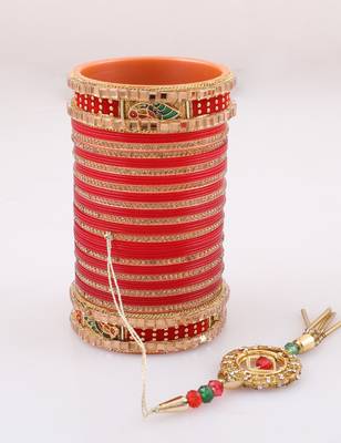 Hand Painted Hand Made Traditional Elegant Designer Red Full Bridal Chura Chuda Set 3