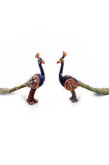 Pure Brass Handpainted Peacock Pair Handicraft -152
