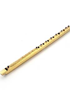 Pure Brass Gemstone Studded Handcrafted Flute -169