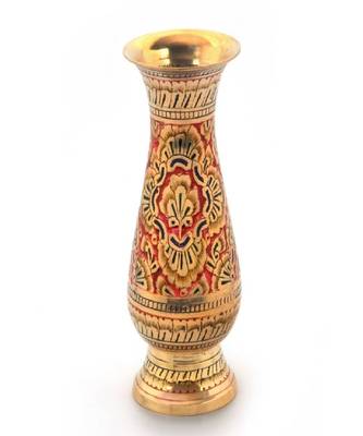 Colorful Meenakari Work Flower Vase Pure Brass 173 1