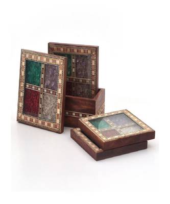 Antique Design Gemstone 4 Tea Coaster Set -198 1