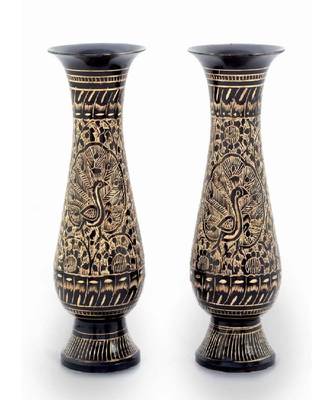 Golden Meenakari Work Flower Vase Pair Gift -201 1