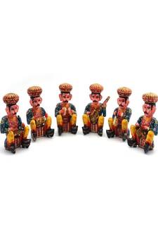 Rajasthani 6 Piece Musician Bawla Set in Wood -206