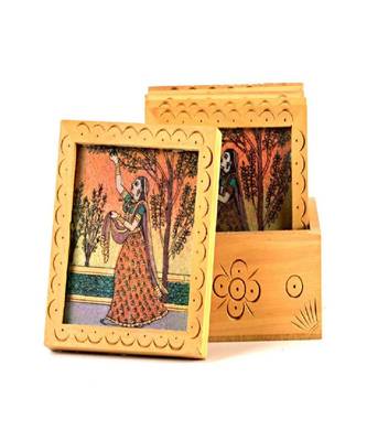 Unique Gemstone Painted Square Tea Coaster Set 212 1