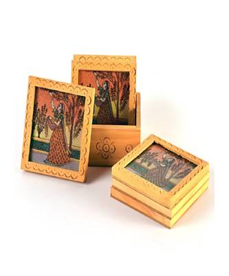 Unique Gemstone Painted Square Tea Coaster Set 212 2