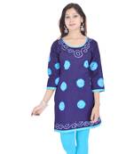 Navy Blue Cotton Bandhej Design Kurti
