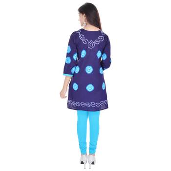 Navy Blue Cotton Bandhej Design Kurti 2