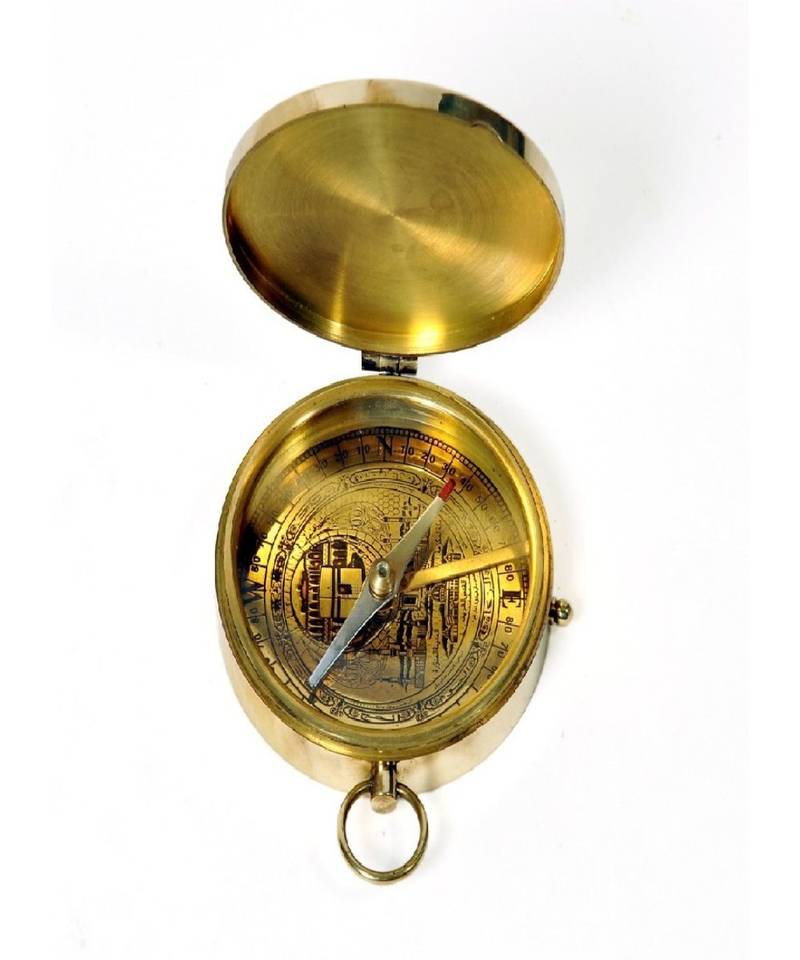 Travel Aid Real Brass Flat Compass with Lid 324