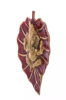 Lord Ganesha on Red Leaf