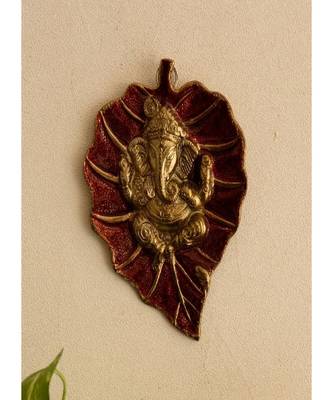 Lord Ganesha on Red Leaf 3