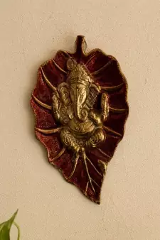 Lord Ganesha on Red Leaf