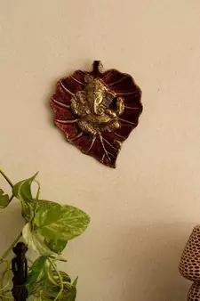 Lord Ganesha on Red Leaf