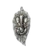 Silver Plated Ganesh on Leaf Metal Wall Hanging Idol Decor Arts