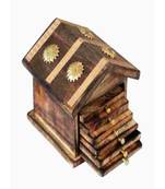 Wooden & Brass Antique Hut Shape Coaster Set Home Decor Gift Item