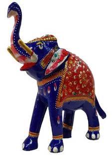 Antique Metal Handmade Big Meenakari Trunk Up Elephant Showpiece