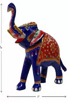 Antique Metal Handmade Big Meenakari Trunk Up Elephant Showpiece
