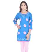 Blue Cotton Bandhej Design Kurti