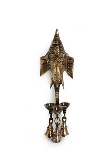 Gleeful Ganesha' Brass Hand-Etched Decorative Wall Hanging Diya