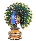 Wood Dancing Peacock Figurine Painting Craft for Home Decor
