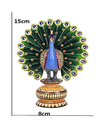 Wood Dancing Peacock Figurine Painting Craft for Home Decor 2