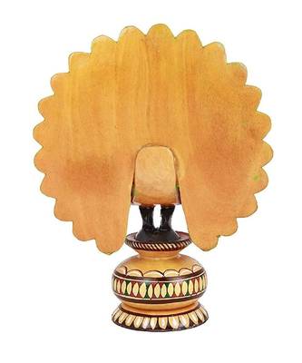 Wood Dancing Peacock Figurine Painting Craft for Home Decor 3