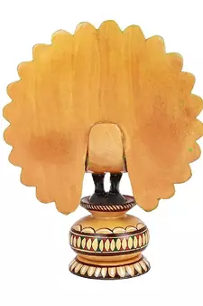 Wood Dancing Peacock Figurine Painting Craft for Home Decor