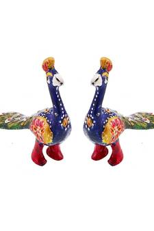 Enamel Work Pure Brass Peacock Pair Gift