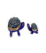 Meenakari Metal Royal Blue Handmade Tortoise Set Showpiece