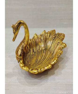Gold Plated Metal Handicraft Duck Style DryFruit Supari Chocolate Serving Tray 1